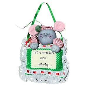 Vintage Mouse Pillow Ornament Not a Creature Was Stirring Decor